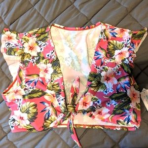 Tie front swim top